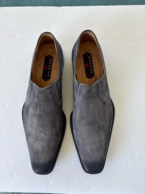Mezlan Men's Slate Grey Suede Slip-On Loafers - 10.5 M